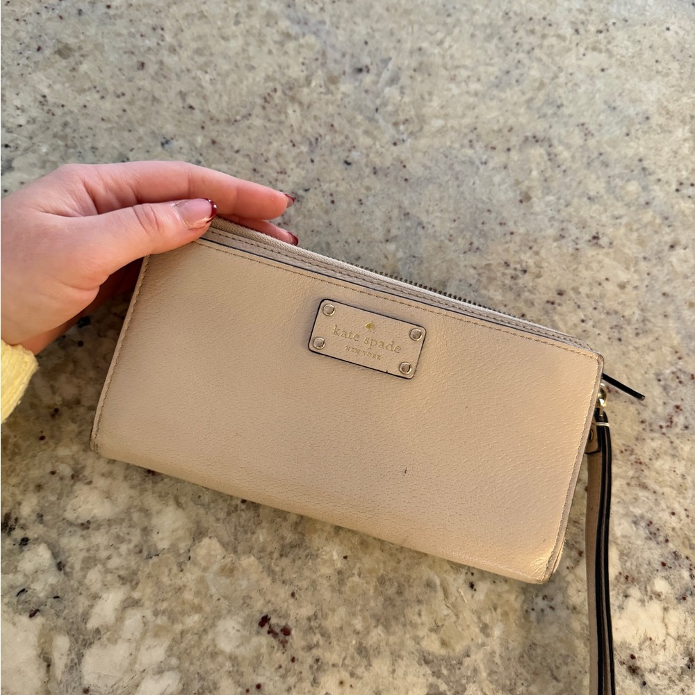 Kate Spade Beige Wristlet Wallet